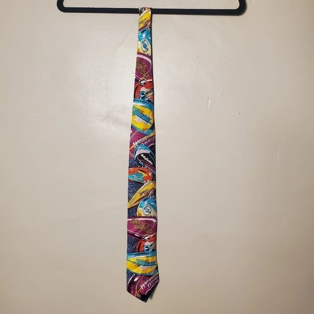 Ralph Marlin Harley Davidson Tank Vivid Colors Men's Neck Tie